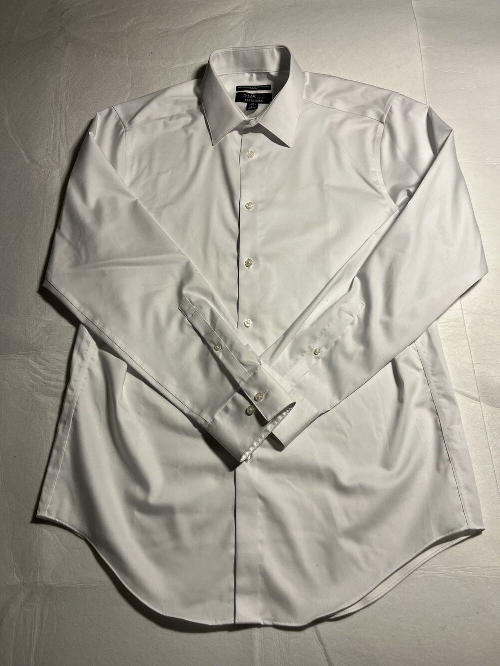 Kenneth Cole Awareness Essentials Men’s L 16 32/33 White Slim Fit Stretch Dress